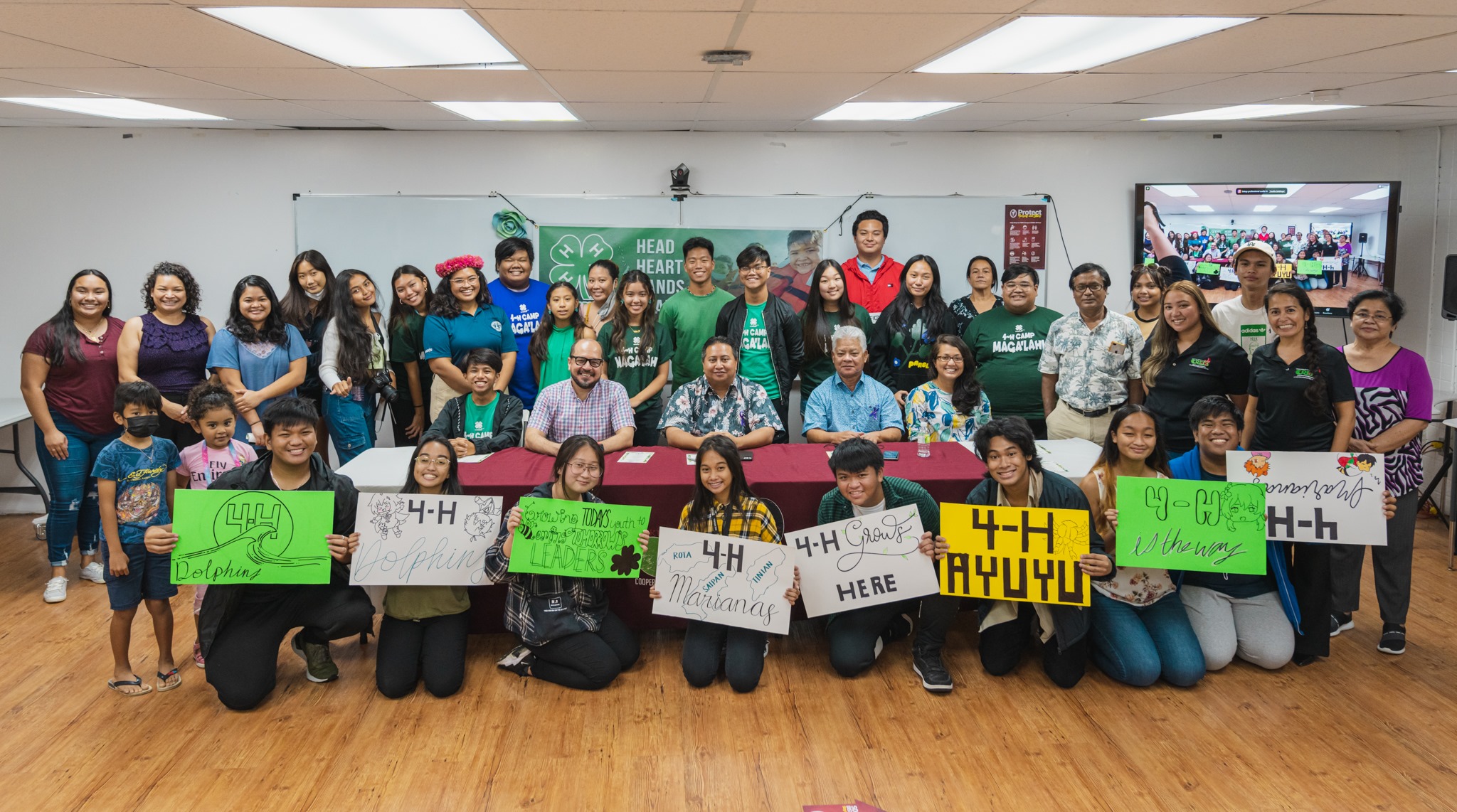 Gov. Ralph DLG Torres and Lt. Gov. Arnold I. Palacios join 4-H Marianas Youth Council members, 4-H Marianas Saipan, Tinian, and Rota members, Northern Marianas College president Dr. Galvin Deleon Guerrero, NMC-Cooperative Research Extension and Education Services interim dean Patricia Coleman, NMC CREES, and members of the community to proclaim Oct. 3-9, 2021, as National 4-H Week in the CNMI.