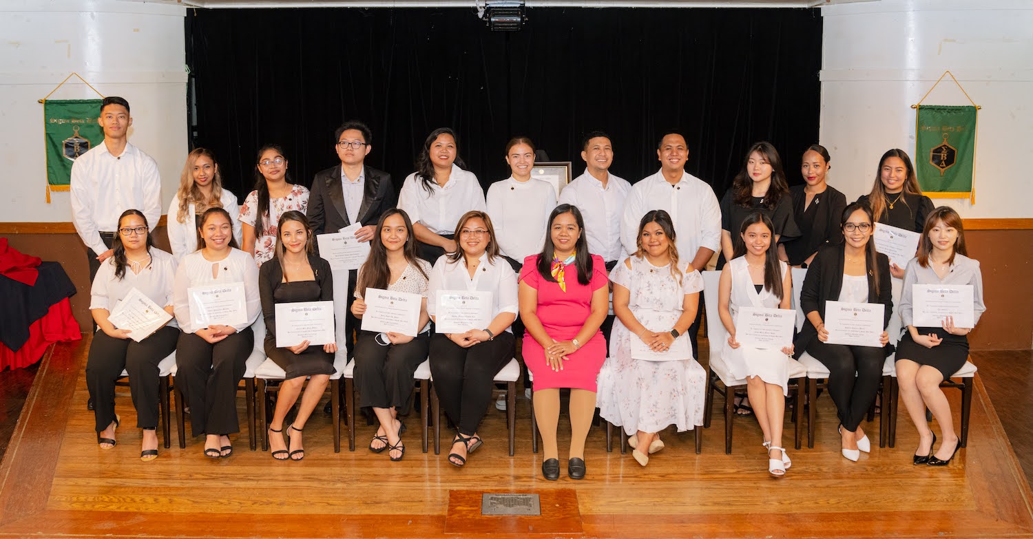 Newly inducted members of the Sigma Beta Delta honor society at Northern Marianas College pose during the recently held induction ceremony. Also in photo with the inductees is Interim Dean for Academic Programs and Services Vilma Reyes.